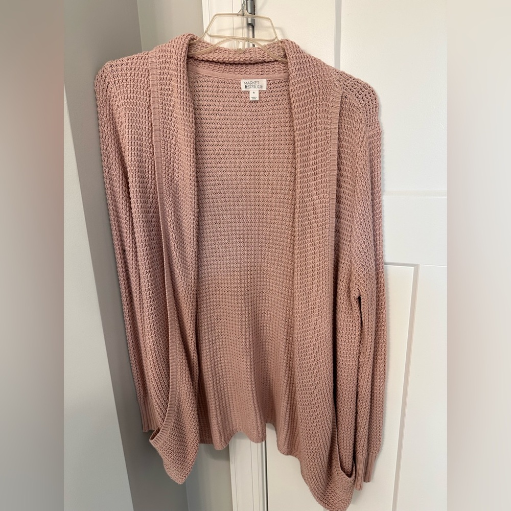 Market & Spruce Blush Open-Front Cardigan